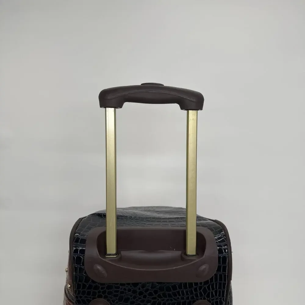 Samantha Black Brown Tweed Croco Embossed Wheeled 22.5” Weekender Luggage